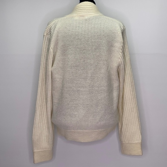 Vintage Cream Wrap Sweater Medium 90s Acrylic Blend Cardigan - Picture 8 of 8